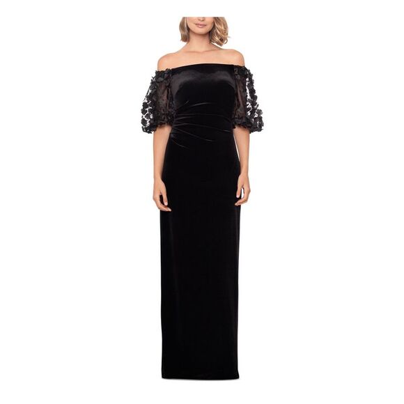 XSCAPE Womens Black Sleeveless Strapless Tea-Length Cocktail Hi-Lo Dress main image 1